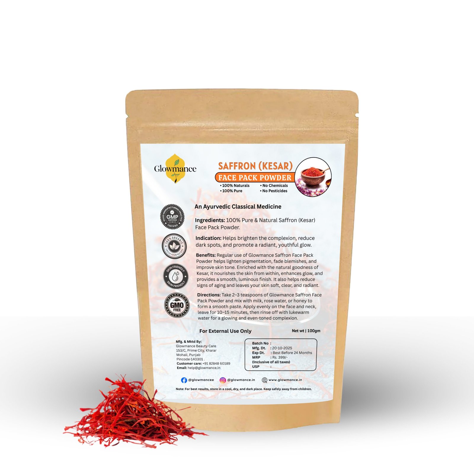 Saffron Face Pack Powder – 100 gm - Image 4