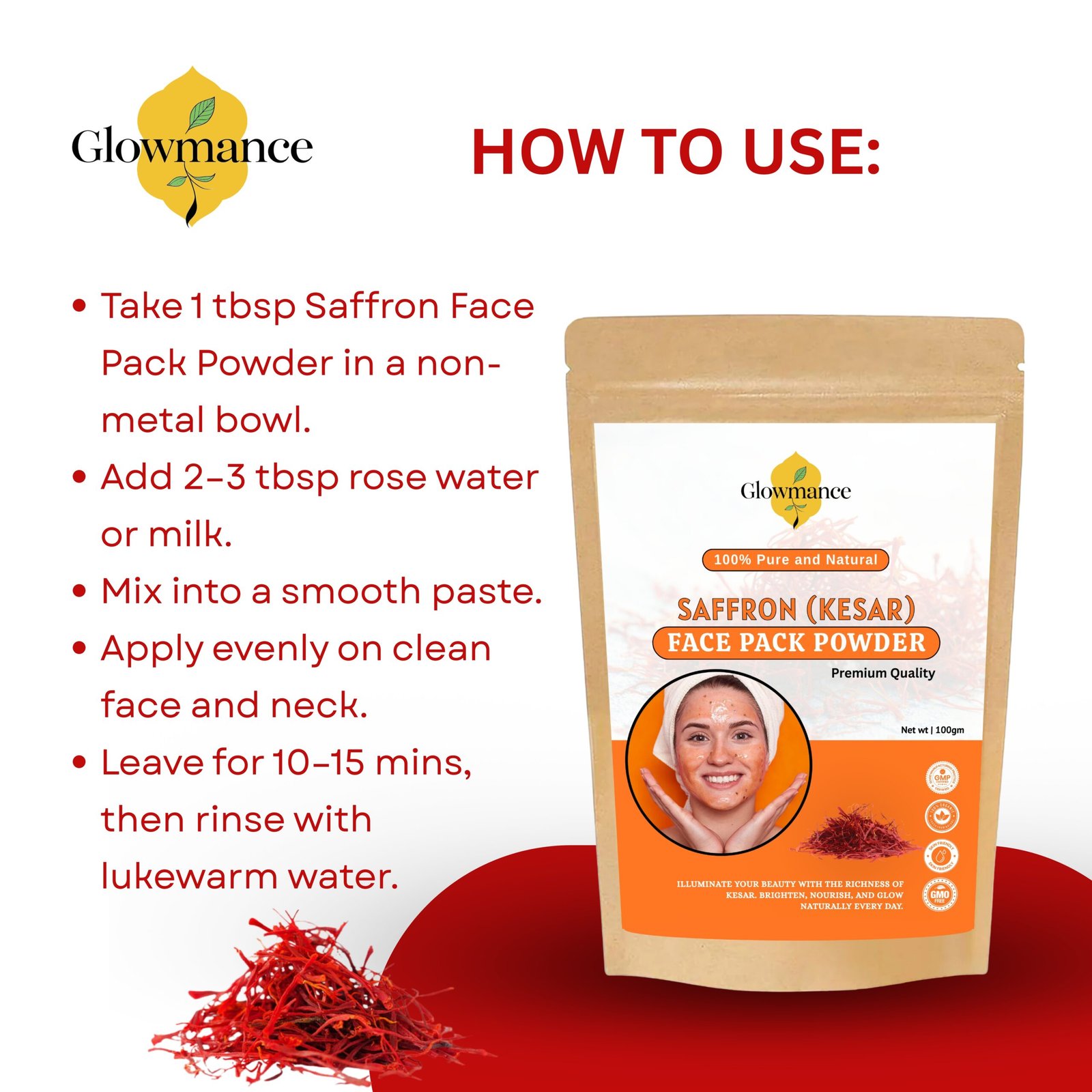 Saffron Face Pack Powder – 100 gm - Image 3