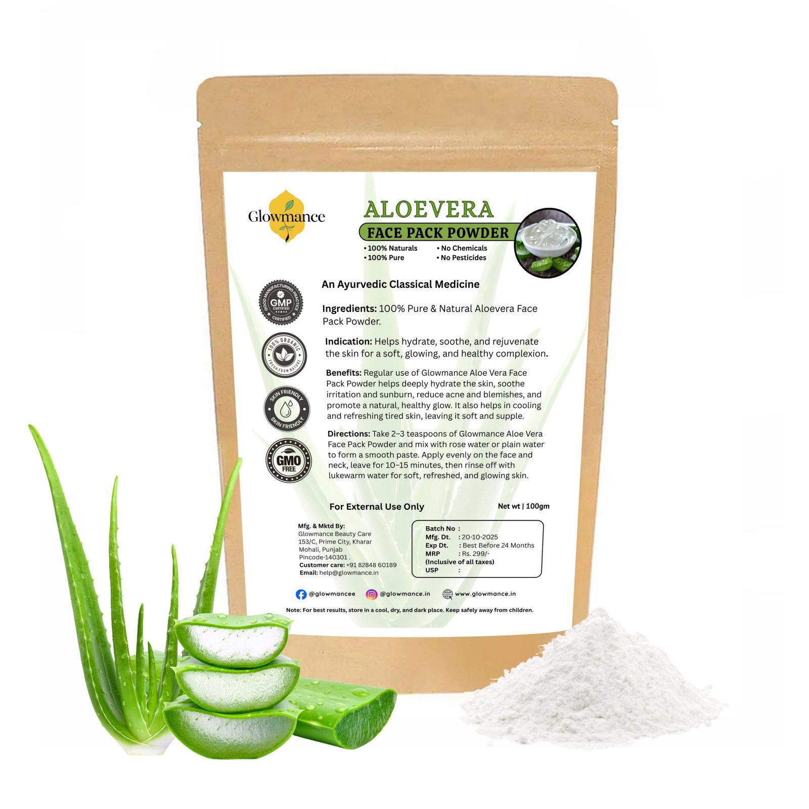 Aloe Vera Face Pack Powder-100gm - Image 5